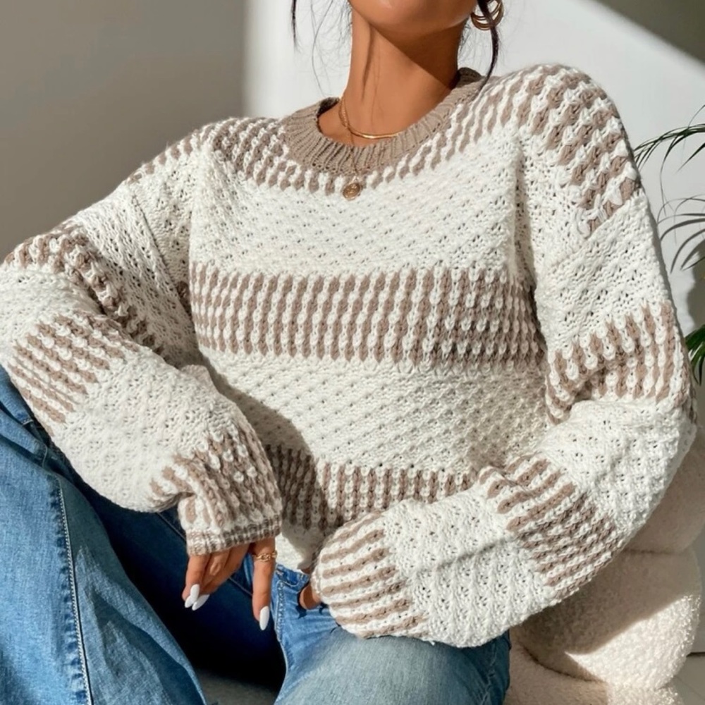 Two Tone Drop Shoulder Sweater